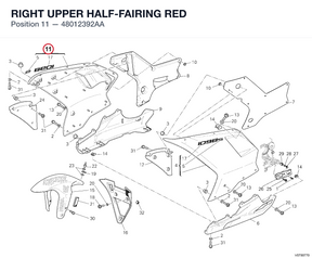 RIGHT UPPER HALF-FAIRING RED 48012392AA diagram position