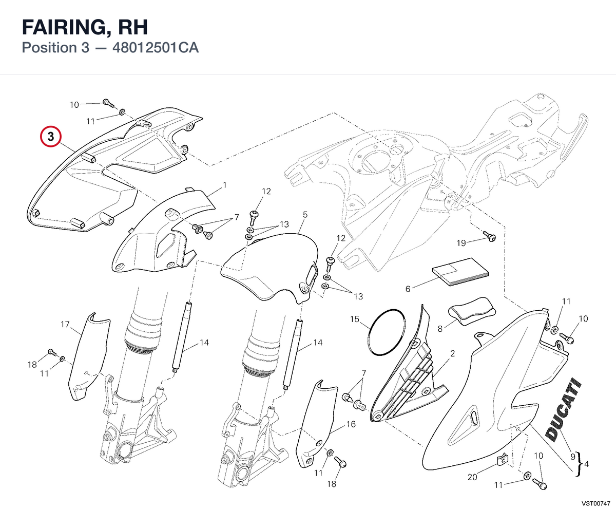FAIRING, RH 48012501CA diagram position