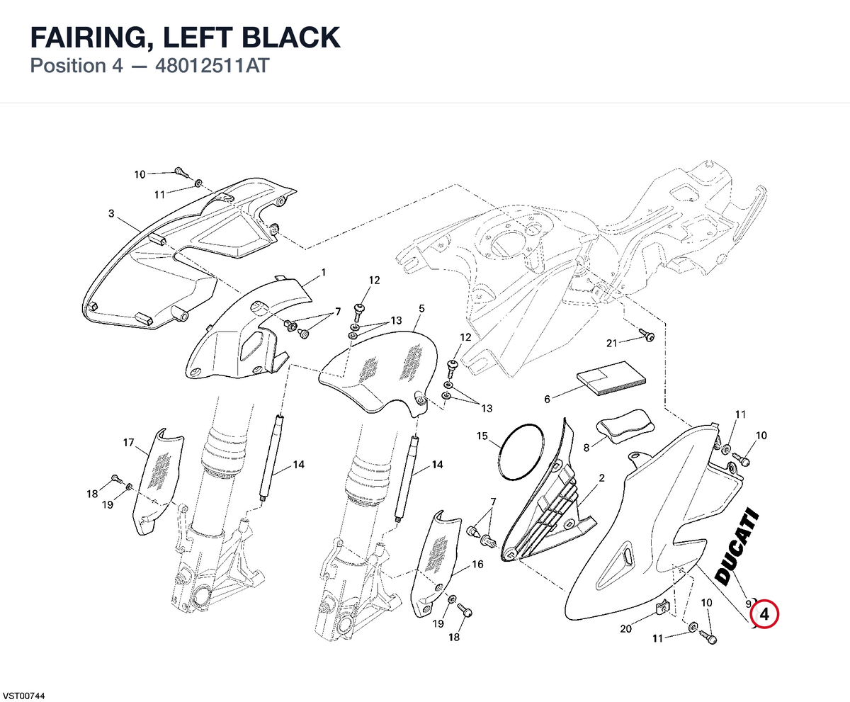 FAIRING, LEFT BLACK 48012511AT diagram position