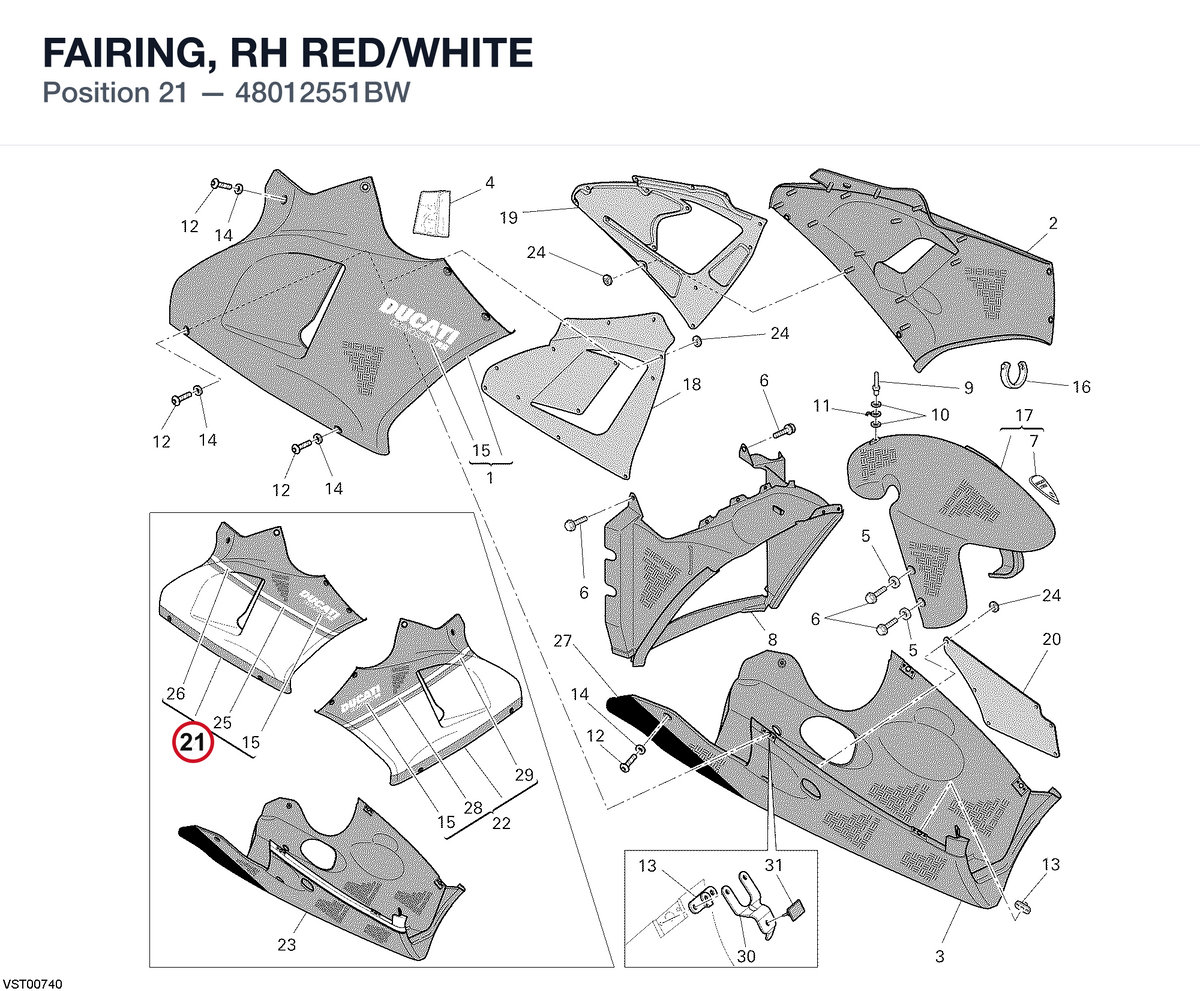 FAIRING, RH RED/WHITE 48012551BW diagram position