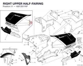 RIGHT UPPER HALF-FAIRING 48012611AP diagram position