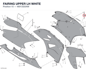 FAIRING UPPER LH WHITE 48013325AW diagram position
