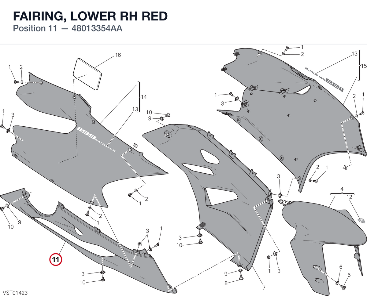 FAIRING, LOWER RH RED 48013354AA diagram position