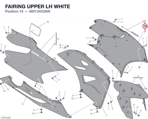 FAIRING UPPER LH WHITE 48013453AW diagram position