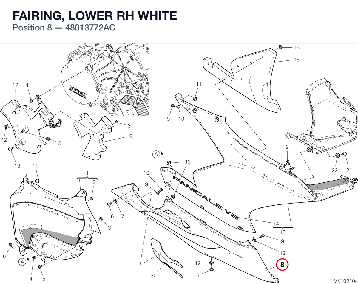 FAIRING, LOWER RH WHITE 48013772AC diagram position
