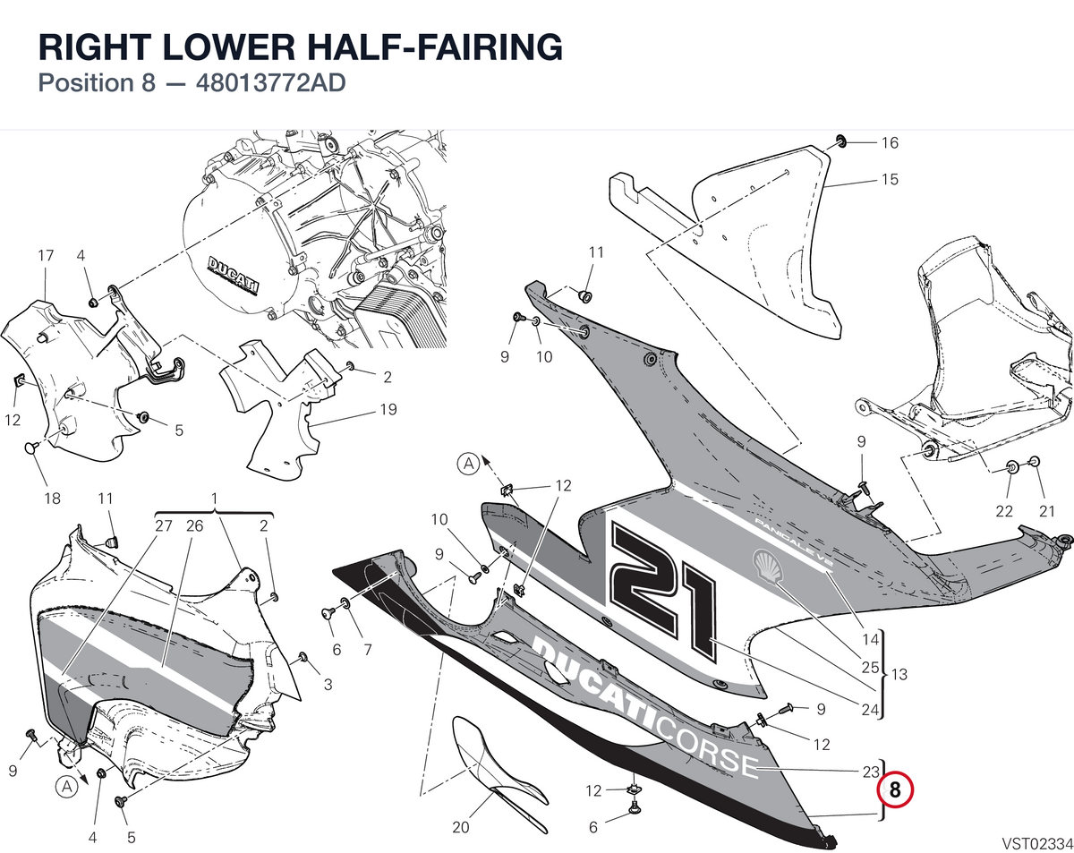 RIGHT LOWER HALF-FAIRING 48013772AD diagram position