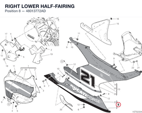 RIGHT LOWER HALF-FAIRING 48013772AD diagram position