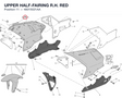 UPPER HALF-FAIRING R.H. RED 48015021AA diagram position