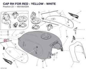 CAP RH FOR RED - YELLOW - WHITE 48016642DA diagram position