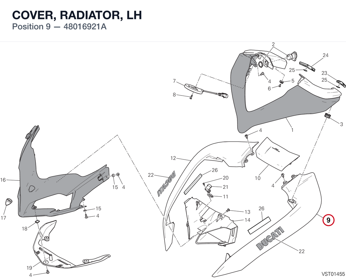 COVER, RADIATOR, LH 48016921A diagram position