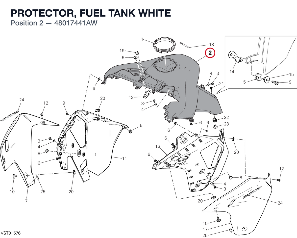 PROTECTOR, FUEL TANK WHITE 48017441AW diagram position