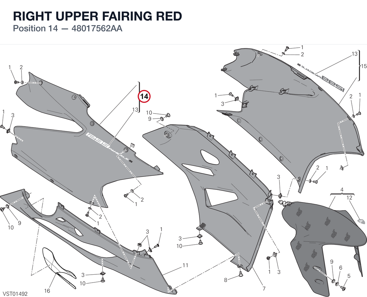 RIGHT UPPER FAIRING RED 48017562AA diagram position