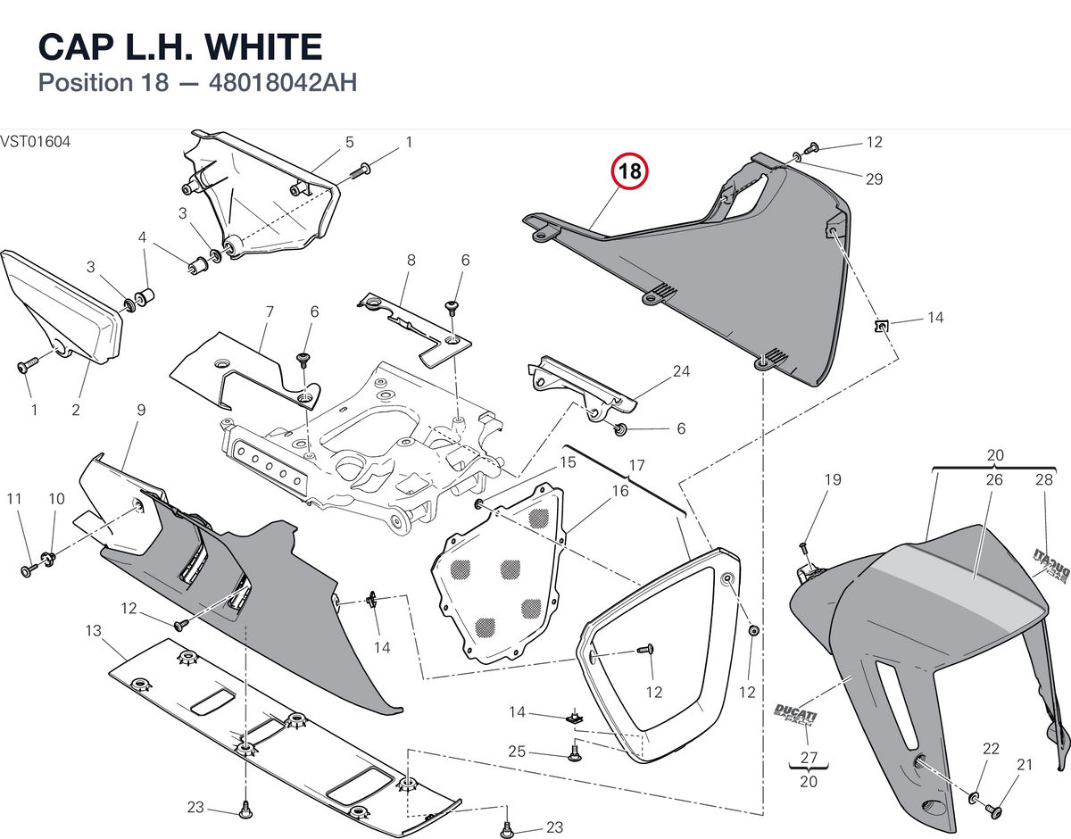 CAP L.H.  WHITE 48018042AH diagram position