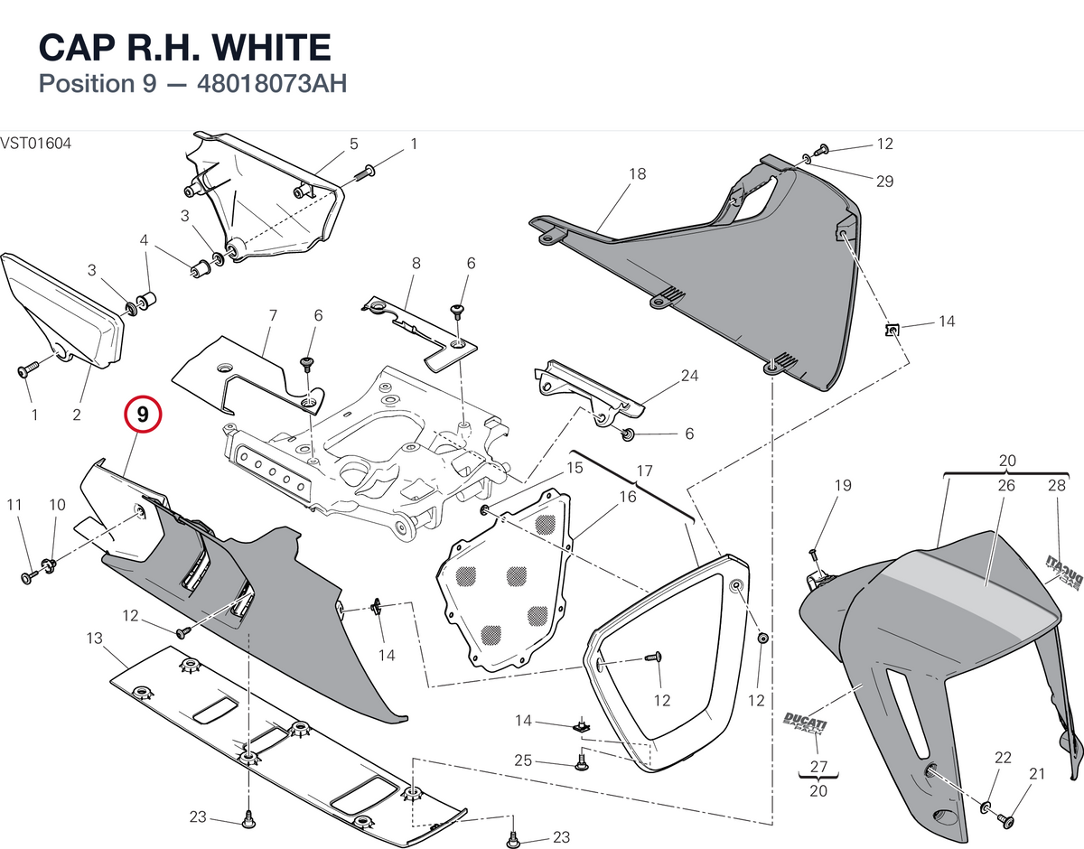 CAP R.H.  WHITE 48018073AH diagram position