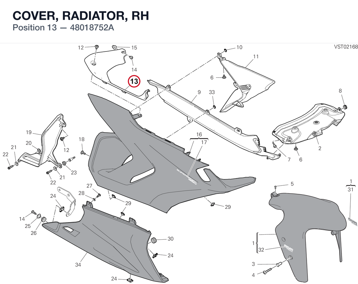 COVER, RADIATOR, RH 48018752A diagram position