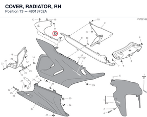 COVER, RADIATOR, RH 48018752A diagram position