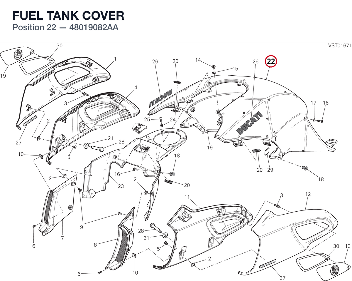 FUEL TANK COVER 48019082AA diagram position