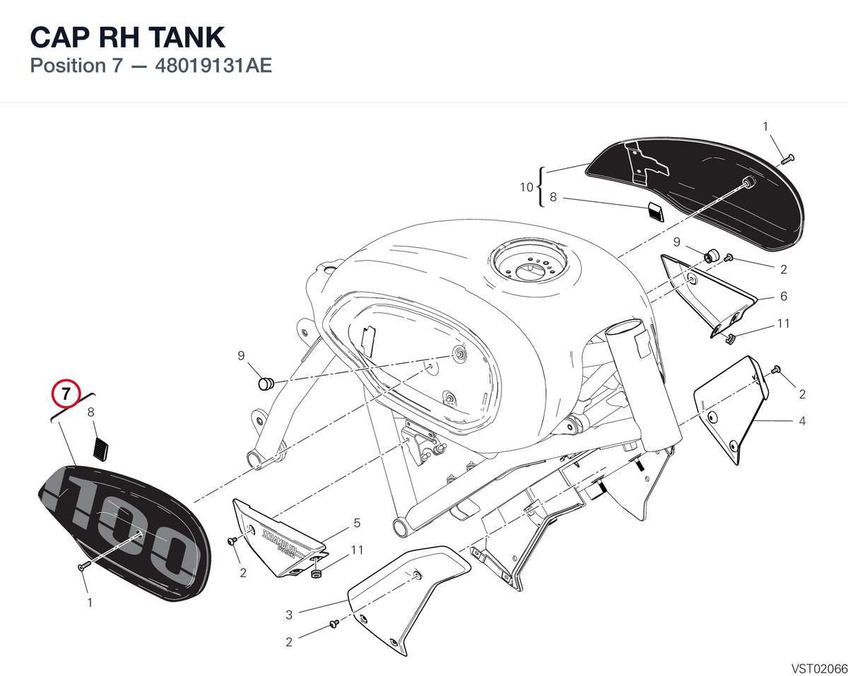 CAP RH TANK 48019131AE diagram position