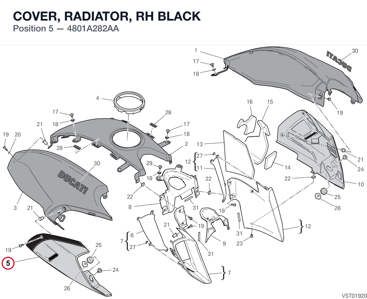 COVER, RADIATOR, RH BLACK 4801A282AA diagram position