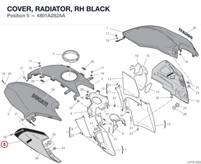 COVER, RADIATOR, RH BLACK 4801A282AA diagram position
