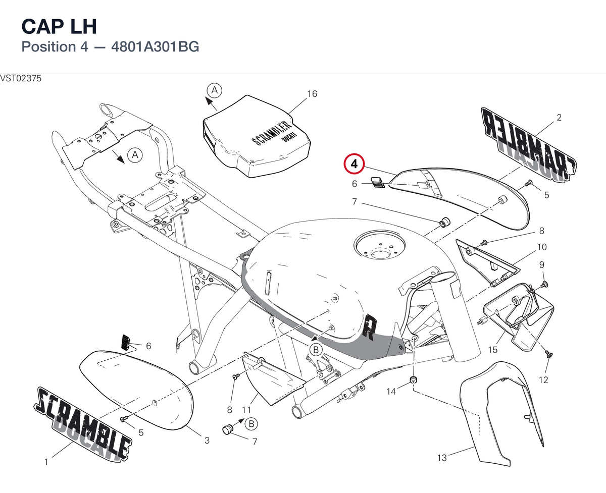 CAP LH 4801A301BG diagram position