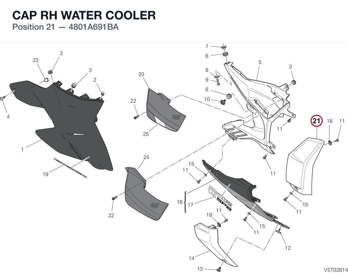 CAP RH WATER COOLER 4801A691BA diagram position