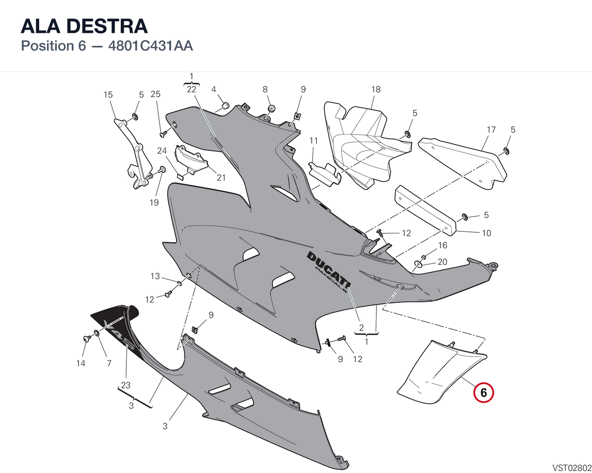 ALA DESTRA 4801C431AA diagram position