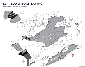 LEFT LOWER HALF-FAIRING 4801C483AE diagram position