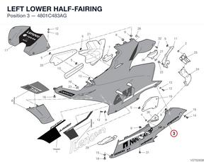 LEFT LOWER HALF-FAIRING 4801C483AG diagram position