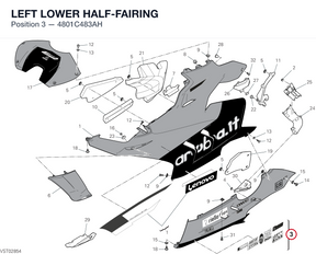 LEFT LOWER HALF-FAIRING 4801C483AH diagram position