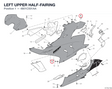 LEFT UPPER HALF-FAIRING 4801C501AA diagram position