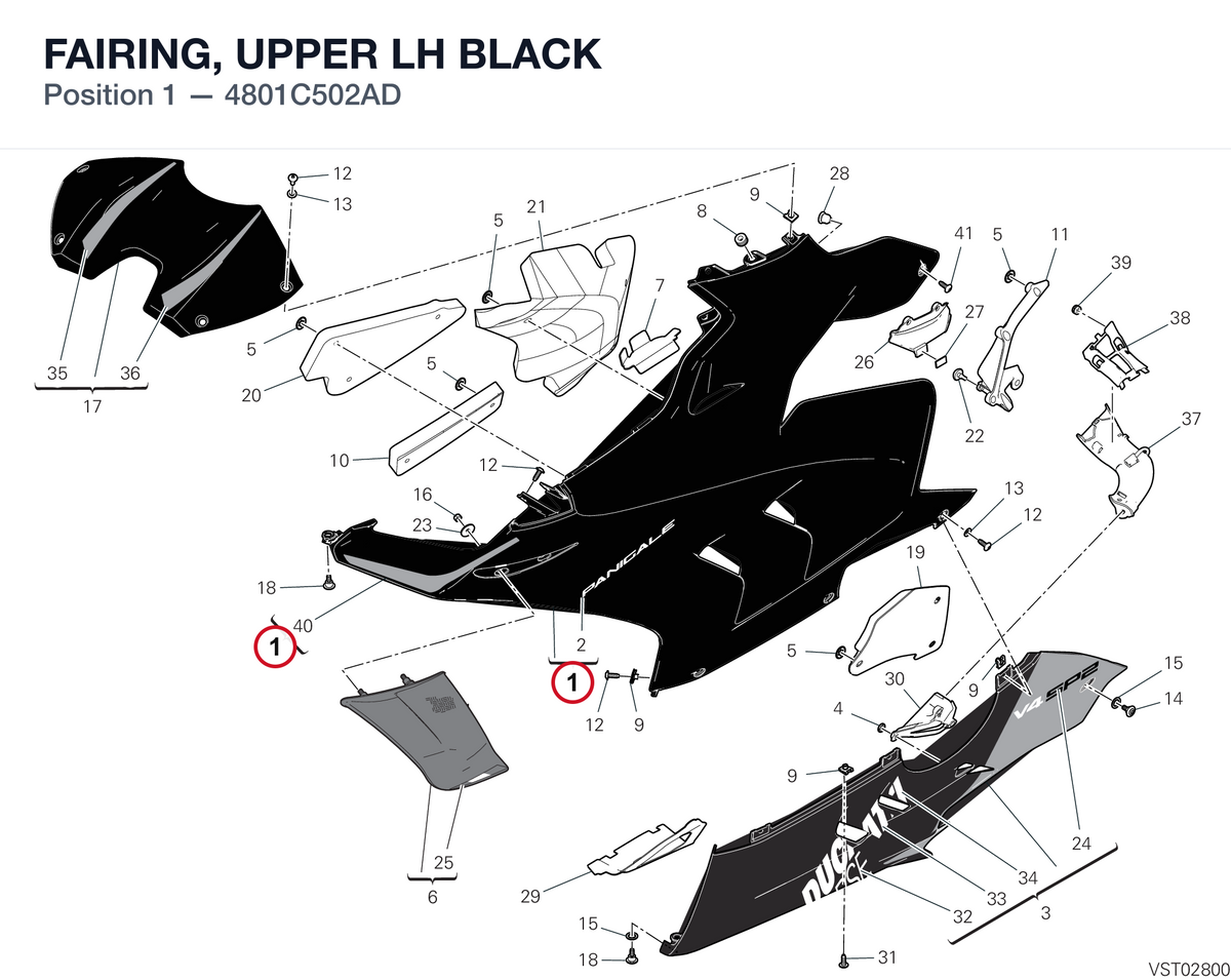 FAIRING, UPPER LH BLACK 4801C502AD diagram position