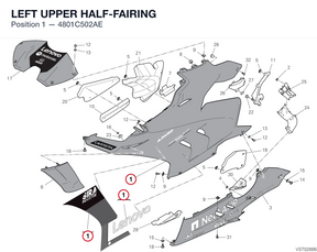 LEFT UPPER HALF-FAIRING 4801C502AE diagram position