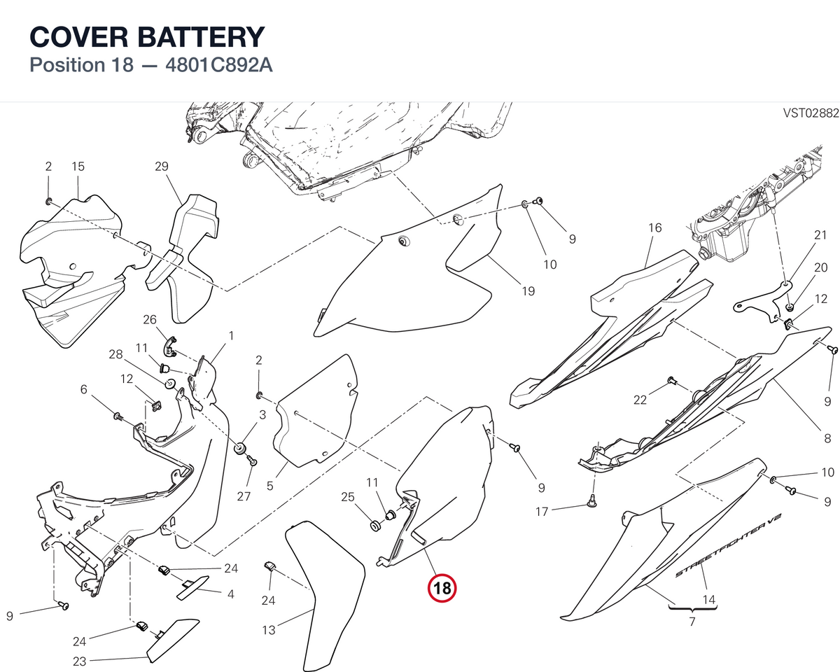 COVER BATTERY 4801C892A diagram position