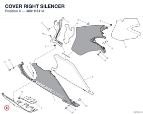 COVER RIGHT SILENCER 4801H341A diagram position