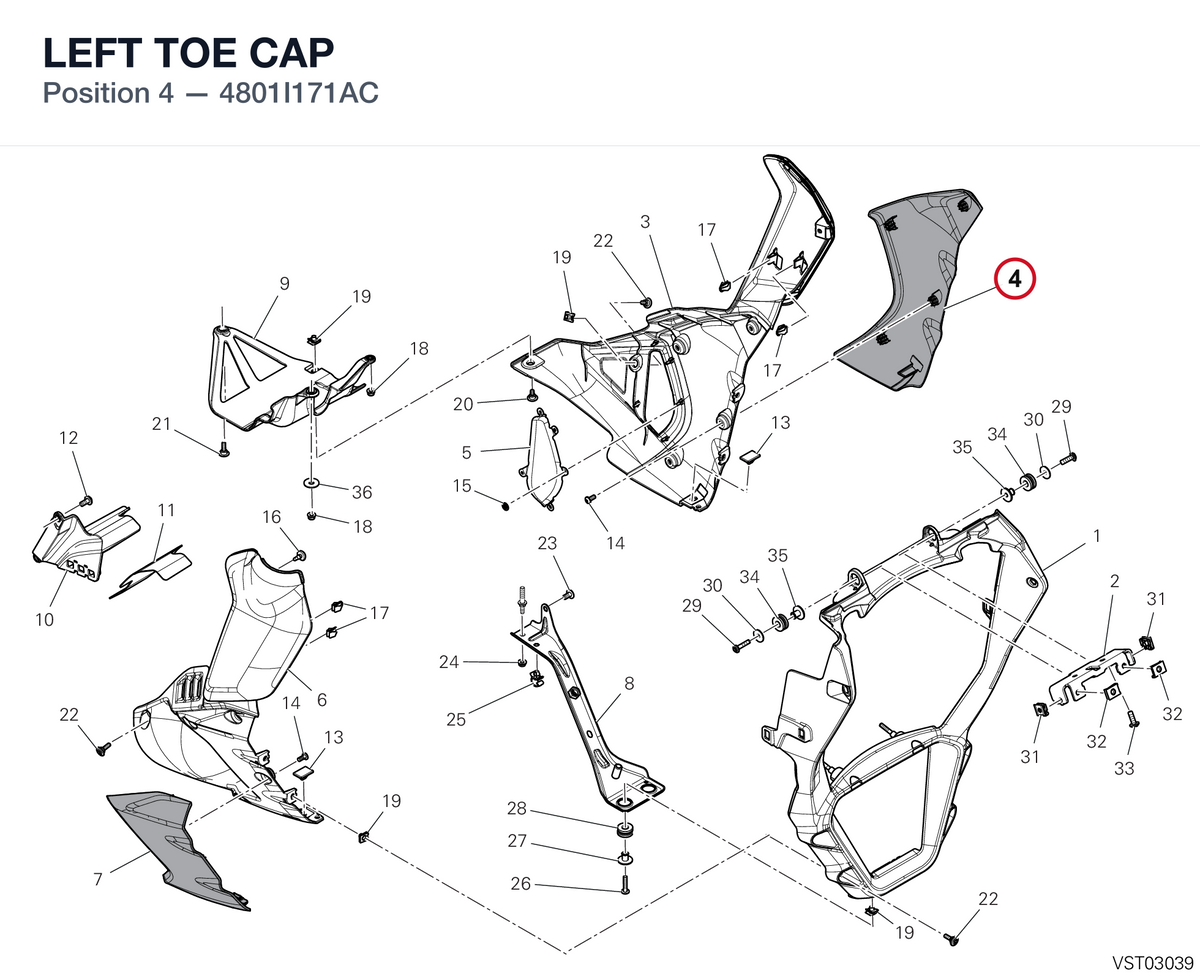 LEFT TOE CAP 4801I171AC diagram position