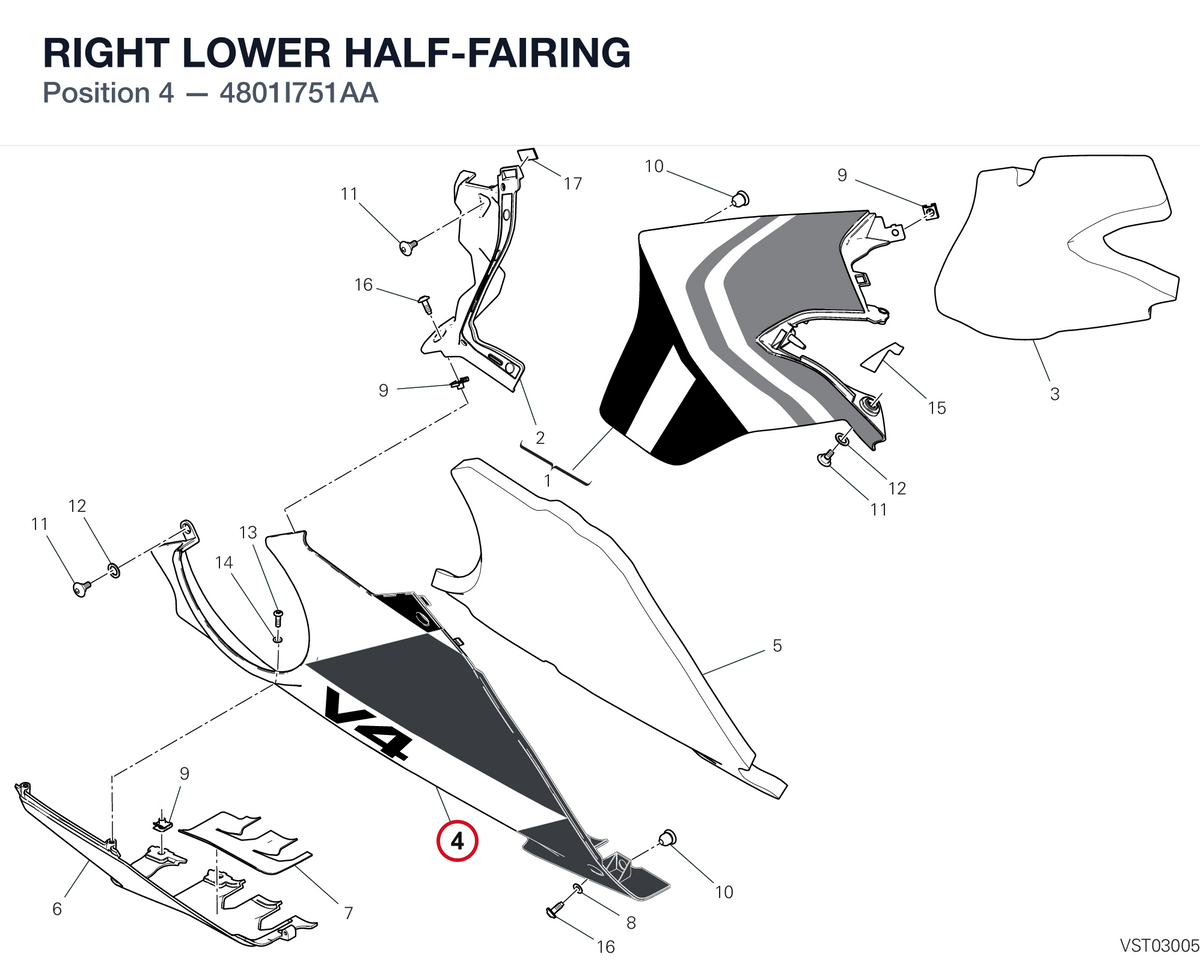 RIGHT LOWER HALF-FAIRING 4801I751AA diagram position