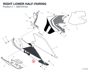 RIGHT LOWER HALF-FAIRING 4801I751AA diagram position