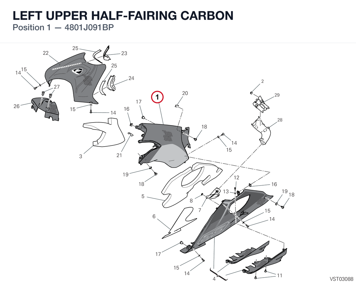 LEFT UPPER HALF-FAIRING CARBON