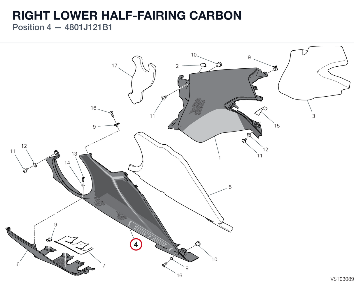 RIGHT LOWER HALF-FAIRING CARBON