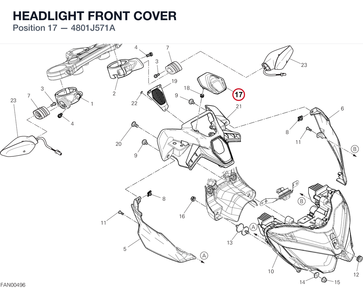 HEADLIGHT FRONT COVER 4801J571A diagram position