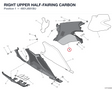 RIGHT UPPER HALF-FAIRING CARBON