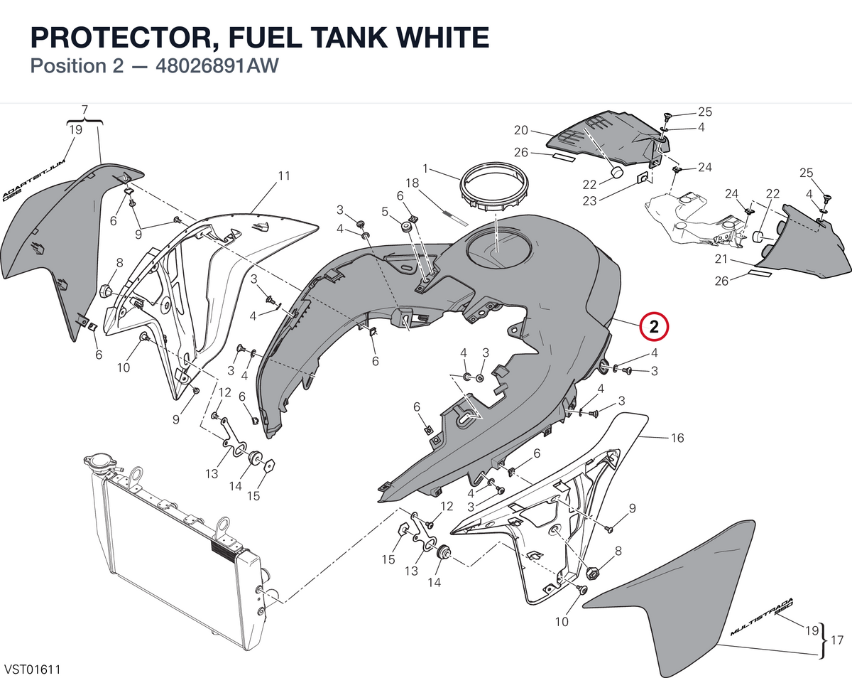 PROTECTOR, FUEL TANK WHITE 48026891AW diagram position