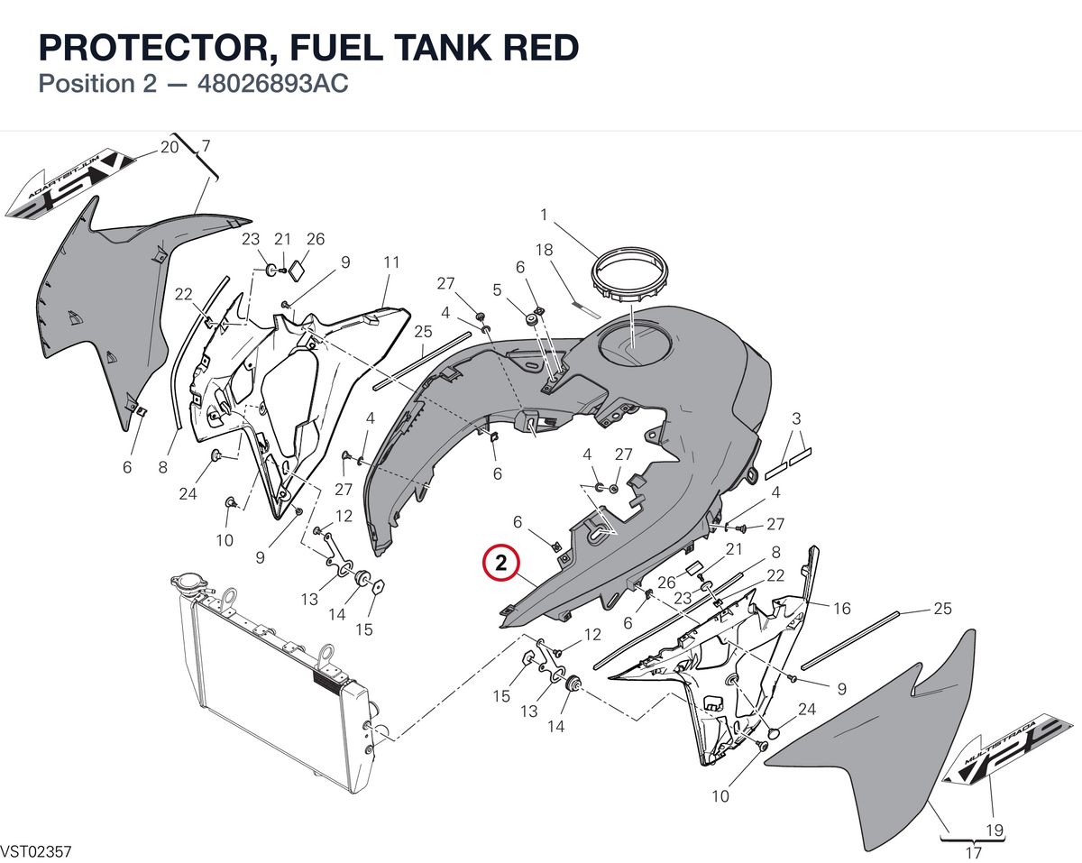 PROTECTOR, FUEL TANK RED 48026893AC diagram position