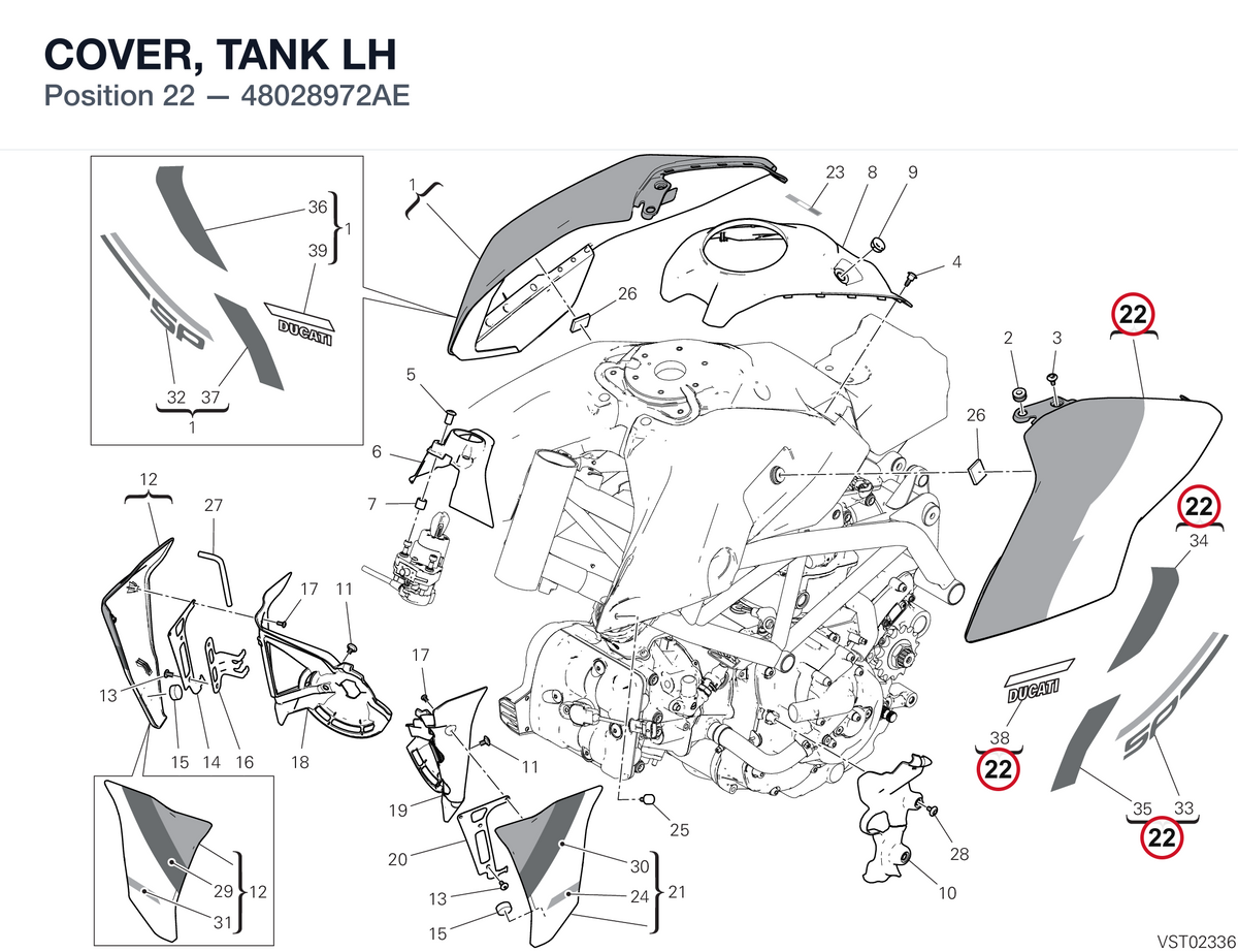 COVER, TANK LH 48028972AE diagram position