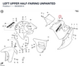 LEFT UPPER HALF-FAIRING UNPAINTED 48030581A diagram position