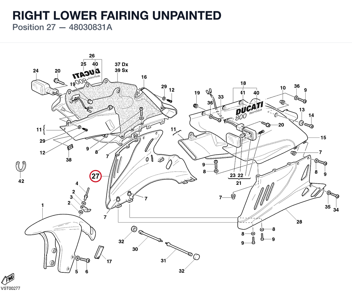 RIGHT LOWER FAIRING UNPAINTED