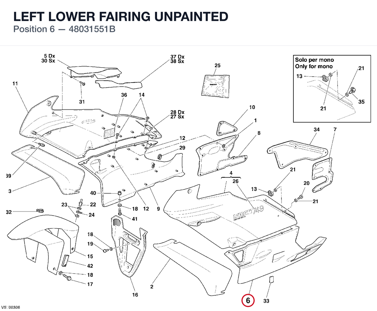 LEFT LOWER FAIRING UNPAINTED 48031551B diagram position