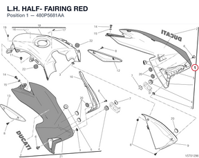 L.H. HALF- FAIRING RED 480P5681AA diagram position