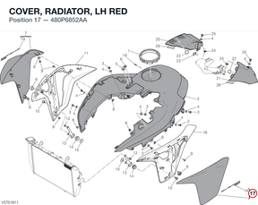COVER, RADIATOR, LH RED 480P6852AA diagram position